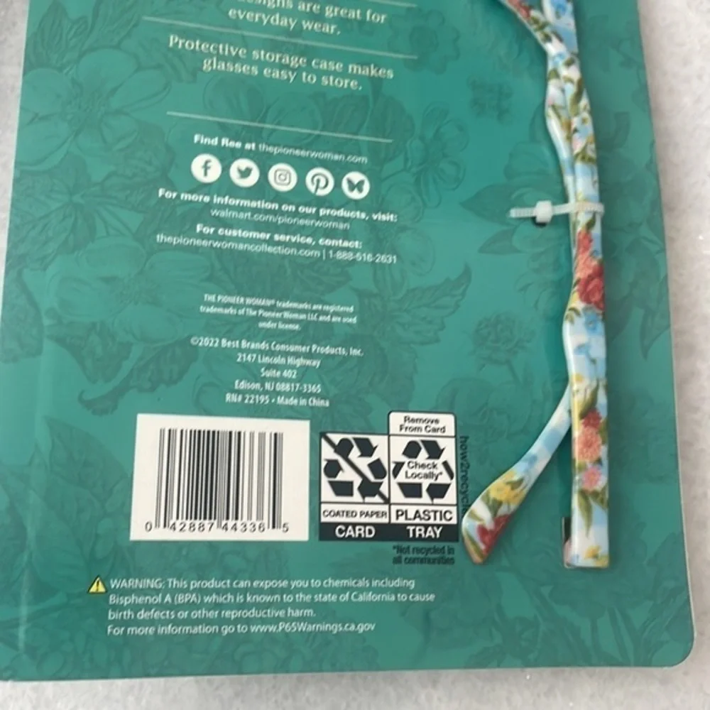 The Pioneer Woman glasses floral blue light screen protection glasses,case NWT